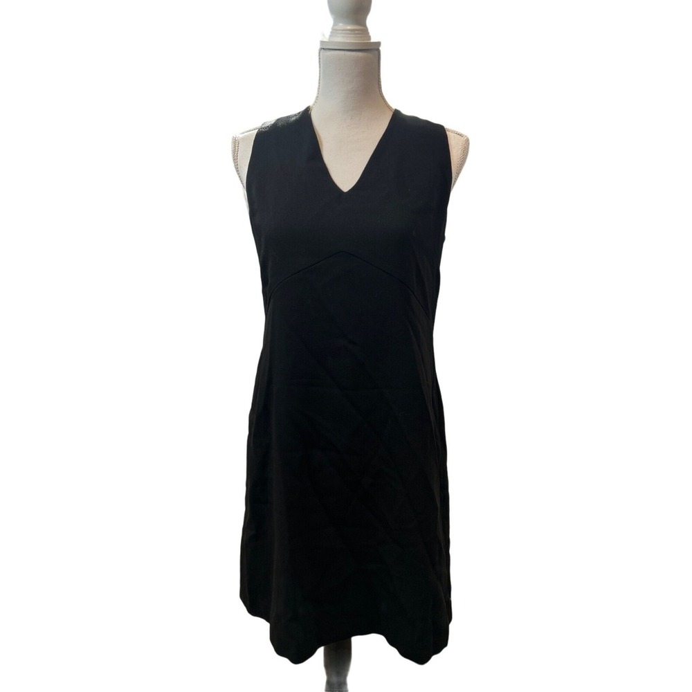 Jigsaw Black LBD Shift Dress V-Neck Wool Blend Business Cocktail work Size 14